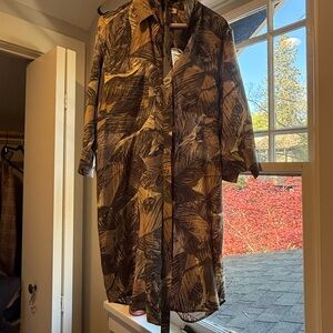 L’agence dress with tie around waist Stylish Brown Patterned